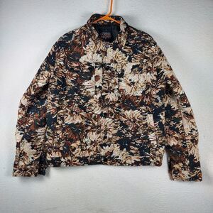 Copper Rivet Mens Medium Floral Tapestry Jacket Button Front Quilted
